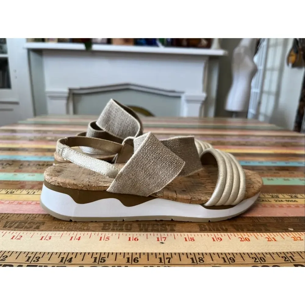 Donald Pliner Women’s 8 Shaye Ankle Strappy Sandals Metallic Tan Cork